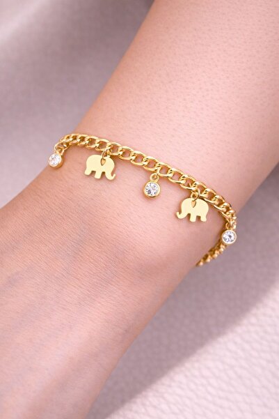 Selay Accessory Steel Gold Zircon Bracelet