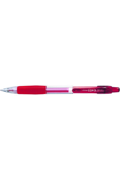 PENAC Gel pen CCH-3, rubber grip, 0.7mm, Sheer body - red writing