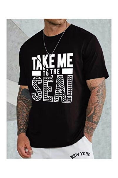 LOTS MODA Tricou unisex cu decolteu rotund imprimat Take Me