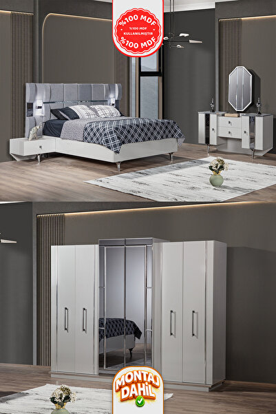 İMBAŞ İnci Yatak Odası Takımı %100 MDF - Bazalı