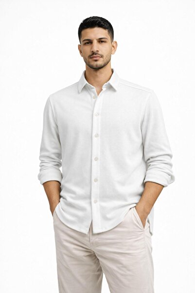 CLASSİCS MEN Plus Barkod Long Sleeve Slim Fit Men's Shirt - 7580