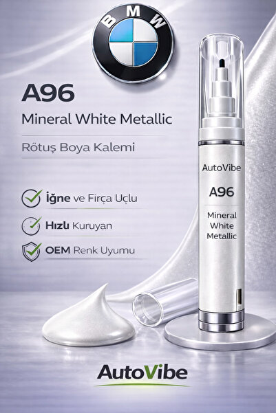 AutoVibe BMW Rötuş Boya Kalemi A96 Mineral White Metallic - Mineral Beyaz Met...