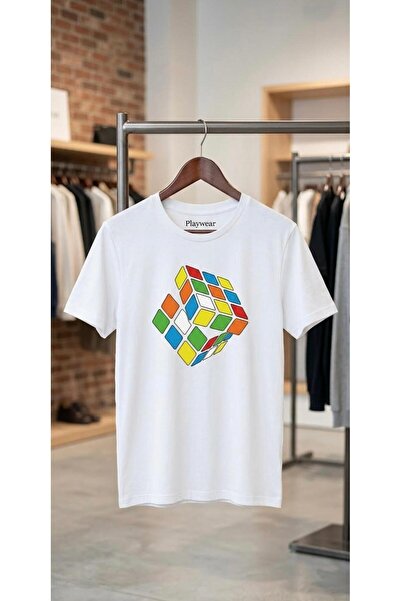 playwear Μπλουζάκι με στάμπα Rubik's Cube, 100% βαμβακερό, σε μεγάλο μέγεθος,...