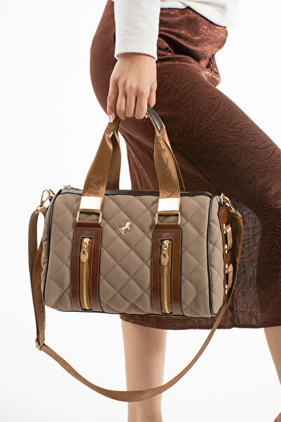 H&D COLLECTİON Miami Polo Club Quilted Cylinder Women's Shoulder Bag with Gol...