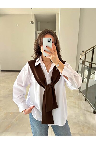 Sude Kızanlıklı Πουκάμισο με λεπτομέρεια σχεδιασμού και δέσιμο σάλιου