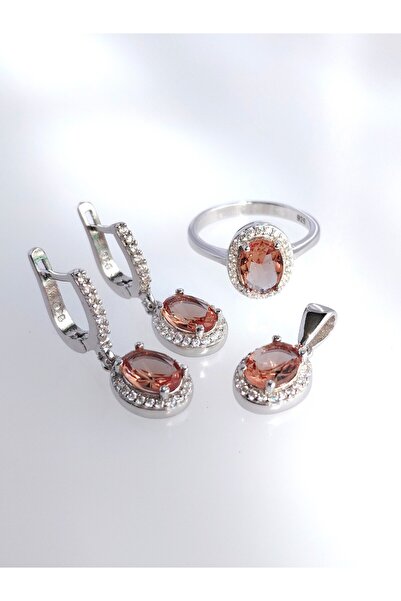 LUNA LUSTER 925 Ayar Gümüş Damla Zultanit Sultan Taşlı Set Kadın Kolye Küpe Y...