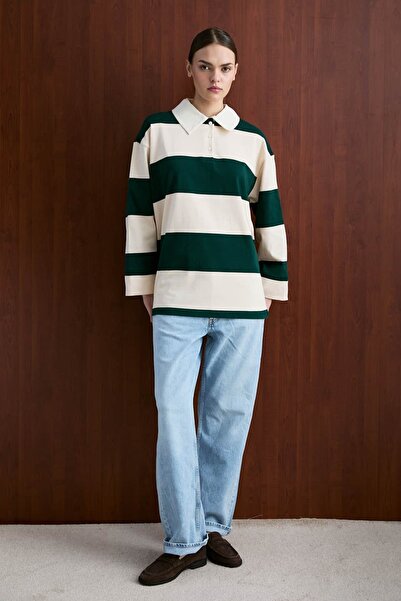 mavi limon Polo Yaka Sweatshirt