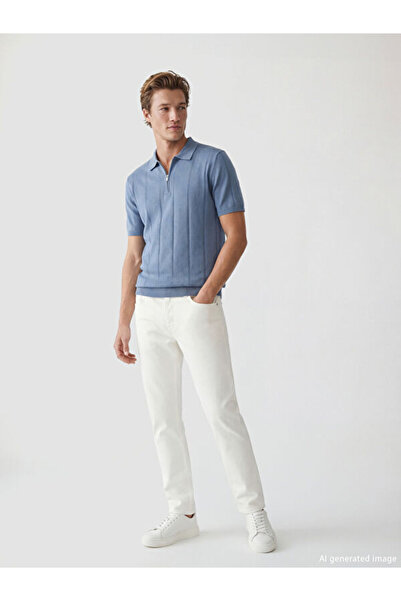 LC Waikiki Rmz Gi̇yi̇m Farkiyla Devrik Roba Collar Short Sleeve Men's Knitwea...