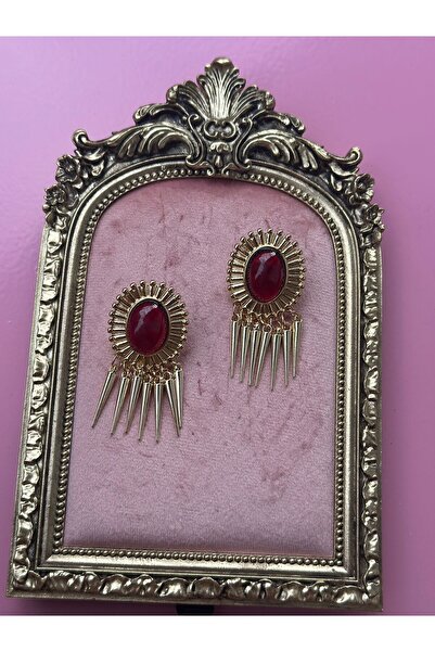 MİOSA 316L Steel Burgundy Zr Model Earrings