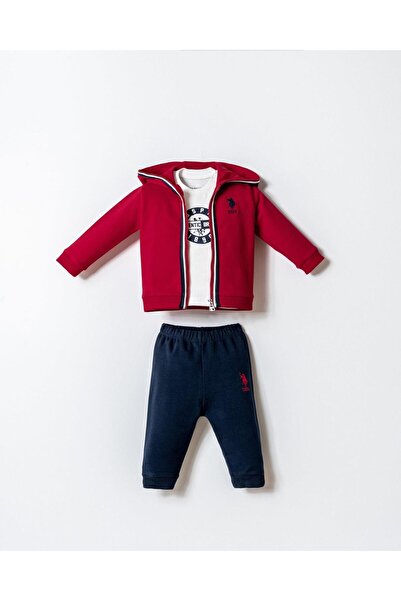U.S. Polo Assn. Erkek Bebek 3’lü Takım Pamuklu İki İplik Takımı Yaş Spor Bebe...