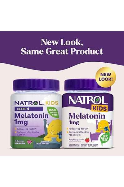Natrol حلوى الميلاتونين للأطفال من عمر 4 سنوات فما فوق، بنكهة التوت، 60 قطعة ...