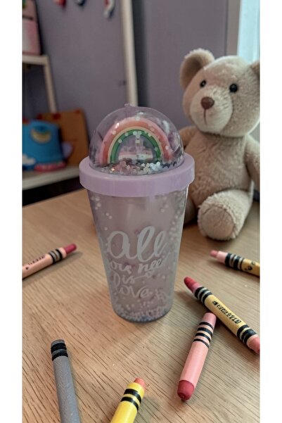 FAMEMUS ACCESSORY Quality Lightless Glass Water Bottle with Straw