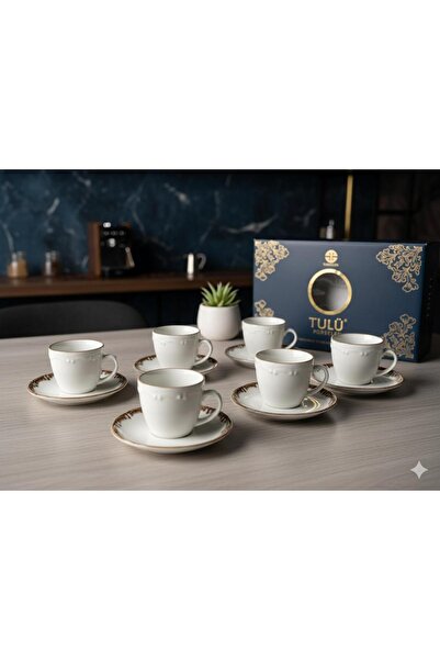 Tulu Porselen Klasik 6 Kişilik Kahve Fincan Takımı
