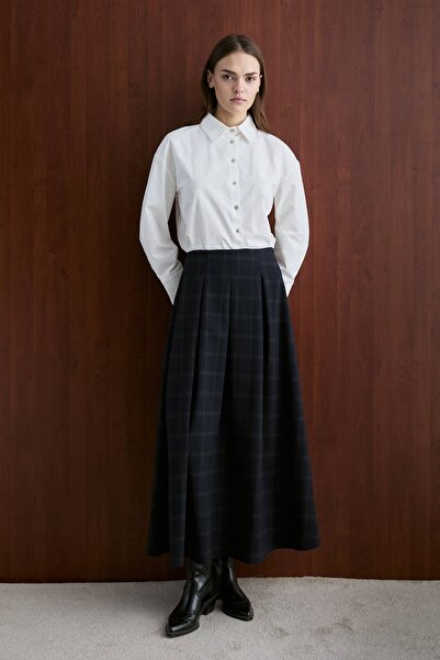 mavi limon Pileli Etek