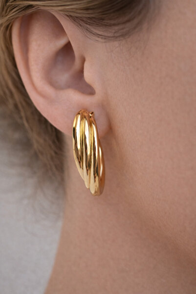 Takıtolia أقراط زيفوني ذات الحلقات الملفوفة باللون الذهبي من المجوهرات الفاخرة