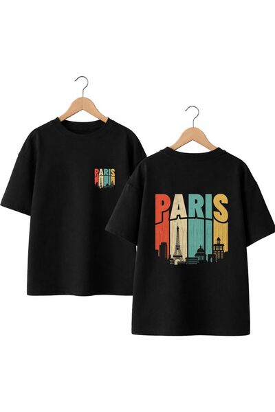 playwear Tricou Paris Shadow cu imprimeu pe spate și pe piept, 100% bumbac, o...