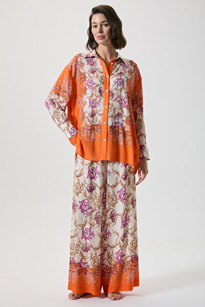 Penyemood Orange Detailed Oversized Shirt and Pants Set