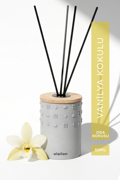olailon Luxury Vanilya Kokulu Dekoratif Çubuklu Oda Kokusu 50ml, Beton Gövde,...