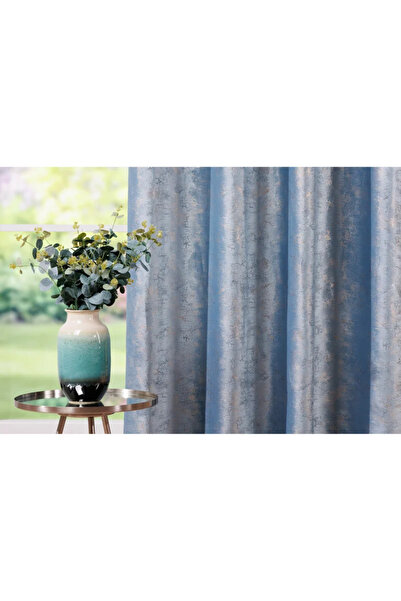 OEM Drapery Curtain 140 x 260 centimeters Lhasa, with rings, blue