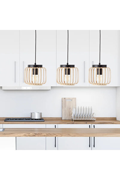 Inspire Κρεμαστό φωτιστικό πεκάν, 3 x E27, 50W, Μπαμπού μπαμπού