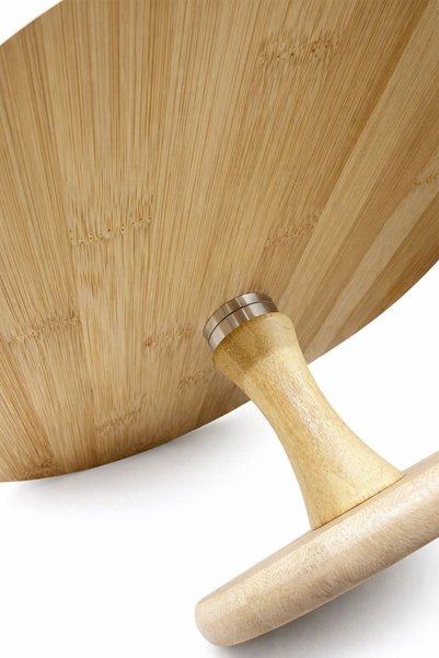 Meturas Bamboo Rotating Wooden Non-Slip Legged Serving Stand – Round Cake & Presentation Stand 360