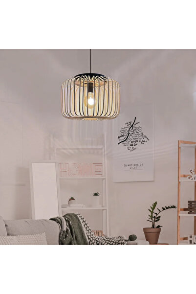 Inspire Висяща лампа с пеканов орех, 1 x E27, 50W, Бамбук бежово