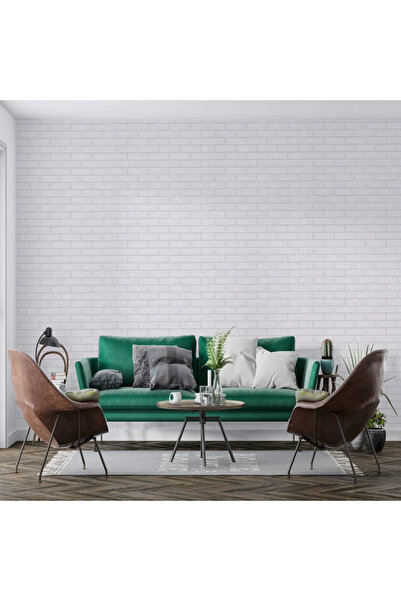 OEM Χαρτί ταπετσαρίας, σε όψη τούβλου, λευκό, ρολό 0,53 x 10 μέτρα