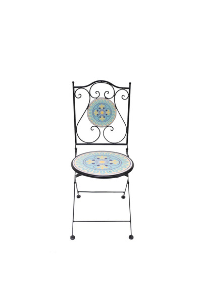 OEM Μωσαϊκή καρέκλα, στρογγυλό κάθισμα, μεταλλική, 38 x 46 εκ.