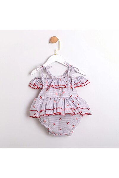 ministok Cherry Strap Baby Girl Ruffle Romper