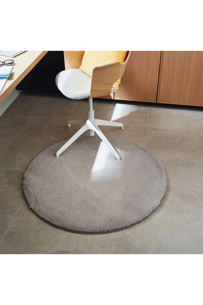 Inspire Χαλί Bianca, απομίμηση γούνας κουνελιού, Πολυεστέρας, Ø 100 cm, γκρι