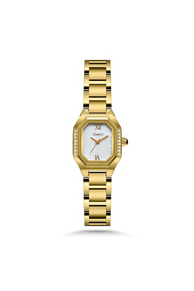 catera Women's Watch Adorned with 16 Zircon Stones in Gold with White Dial
