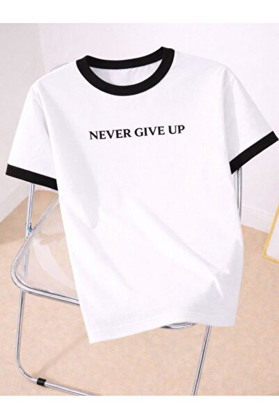 COHERENT Unisex Bărbați/Femei NEVER GIVE UP Special cu imprimeu supradimensio...