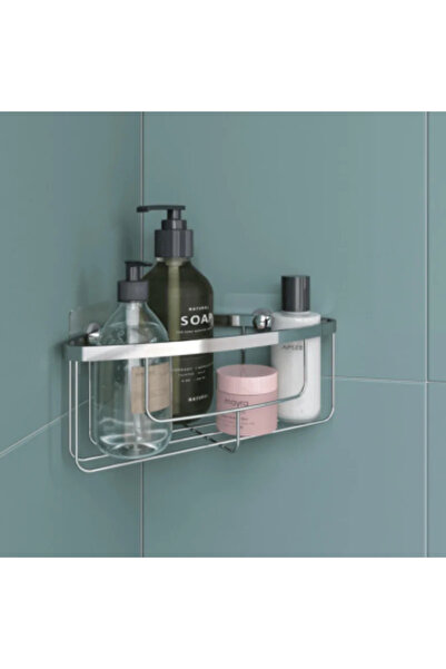 sensea Etajera dus, 18.8 x 11.5 x 18.8 cm, 1 raft, cu ventuze, pentru colt, otel