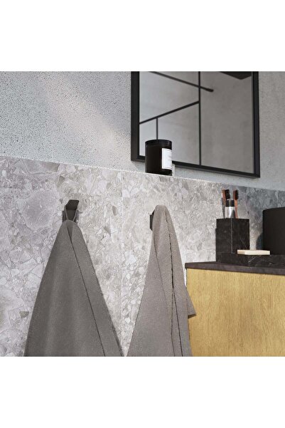 sensea Cuier baie Studio, 1 agatatoare, fixare prin gaurire, negru, set 2 buc