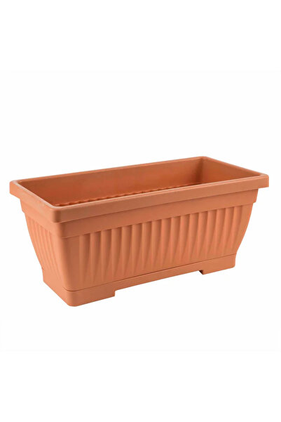 OEM Jardiniera Verbena, cu farfurie, plastic, lungime 40 cm, maro teracota