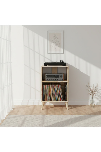 Zecir Ahşap Pikap Sehpası ve Plak Depolama Alanı, Gerçek Çam Ağacı, Lüks Tasarım