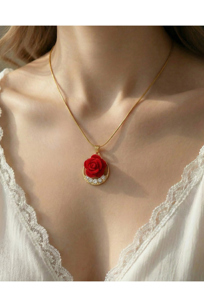 Gleemy accesories قلادة بسلسلة من الفولاذ مرصّع بالأحجار مرصعة بالزركون بتصمي...