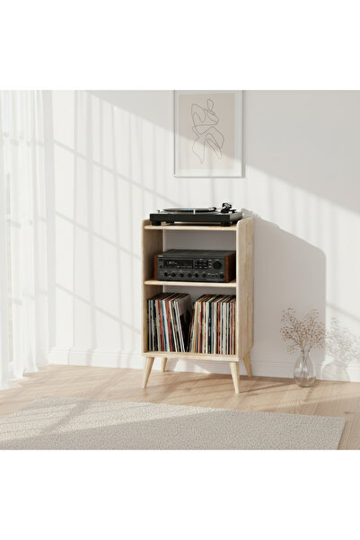 Zecir Ahşap Pikap Sehpası ve Plak Depolama Alanı, Gerçek Çam Ağacı, Lüks Tasarım