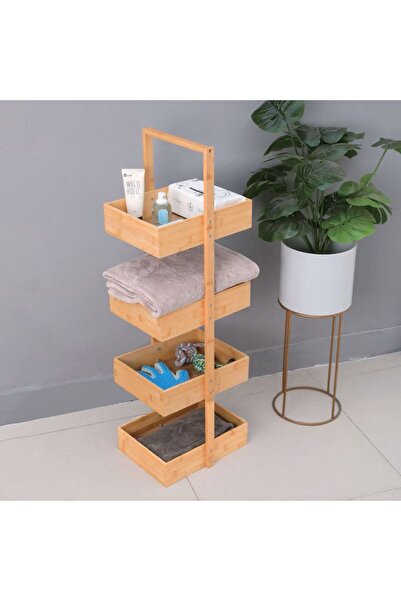 OEM Etajera cu 4 rafturi & maner pentru baie 32x24x98cm