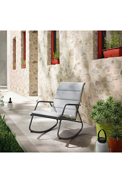 Naterial Πολυθρόνα κήπου Lyco, κουνιστή, με μπράτσα, χάλυβας/ύφασμα, με Διακο...