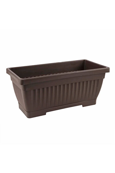 OEM Γλάστρα βερβένας, με πιατάκι, πλαστική, μήκος 40 cm, καφέ