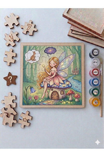 Hobiuniverse Çocuklar İçin DIY Ahşap Masal Perisi Boyama Seti - Montessori Eğ...