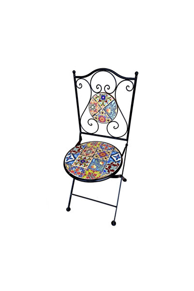 OEM Καρέκλα κήπου Mosaic, μεταλλική, πτυσσόμενη, μαύρη