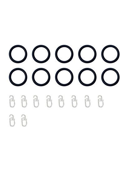 Inspire Set 10 inele metal silentioase cu clips, 16 mm, negru