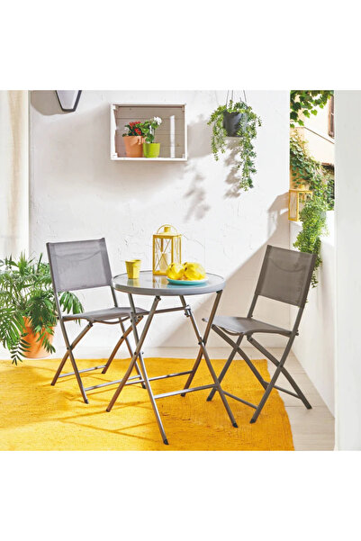 Naterial Καρέκλα κήπου Emys II, πτυσσόμενη, ατσάλι/ύφασμα, γκρι