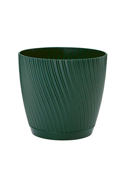 OEM Ghiveci flori Mika, cu farfurie, plastic, Ø 13 cm, verde