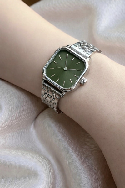 LONES TIME Kadın Kare Kol Saati Metal Gümüş Kordon Özel Kutusunda