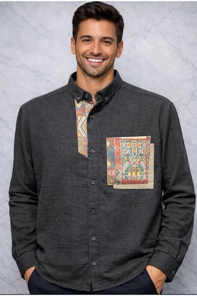 CALYON Hasır Cepli Keten Gömlek