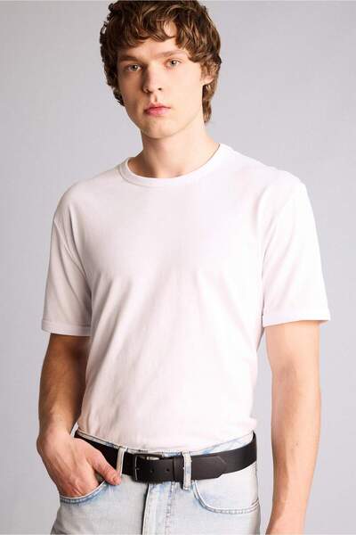 DeFacto Men's Rectangular Buckle Faux Leather Jean Belt I H6880Axns