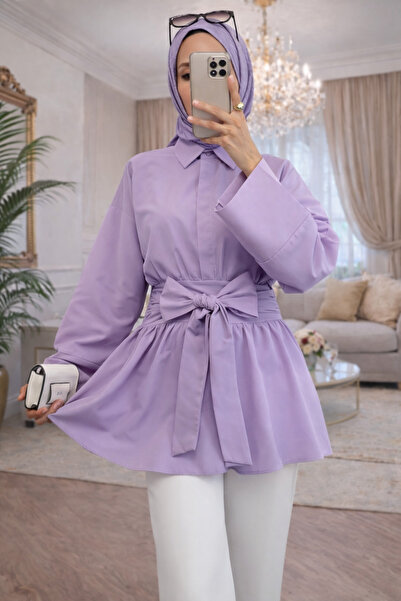 bellura Düğmeli Beli Bağlamalı Yanı Fermuarlı Tunik